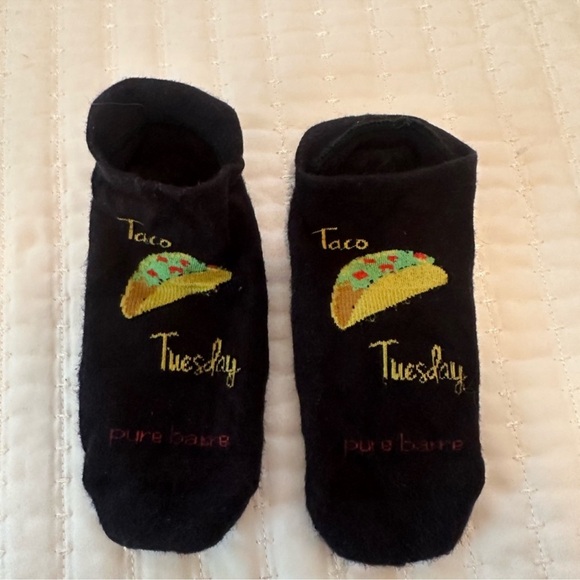 Pure Barre Black Taco Tuesday Socks - Picture 1 of 2